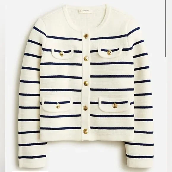J.Crew Girls' Emilie sweater lady jacket in stripe - Picture 2 of 4